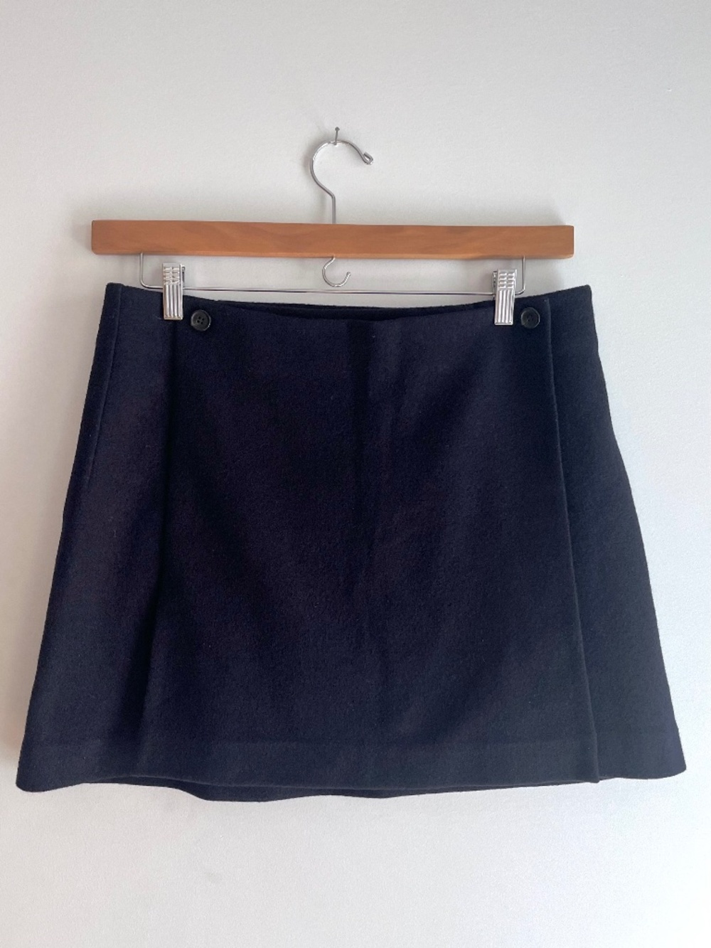 COS wool blend a-line mini skirt in navy - Size M